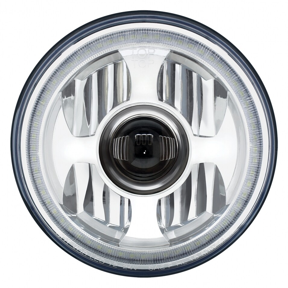 7" High Power LED Projection Headlight with Dual Function LED Halo Ring