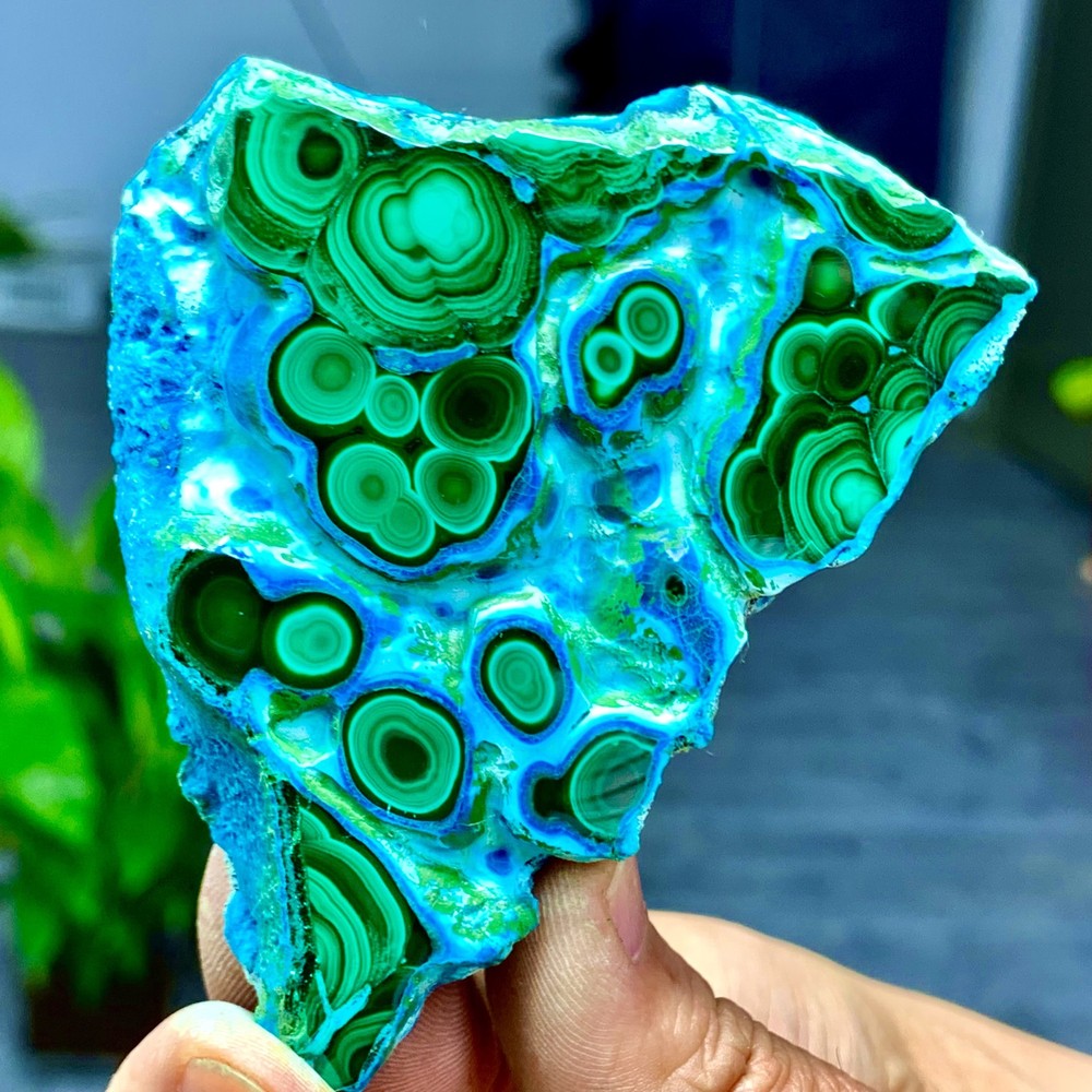 105G Natural Chrysocolla/Malachite transparent cluster rough mineral sample