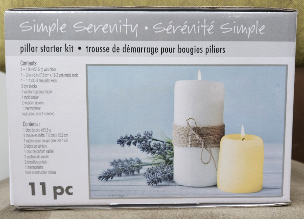 Pillar Candle Starter Kit, 11pc Set, Vanilla Scented, Colored Dye Blocks