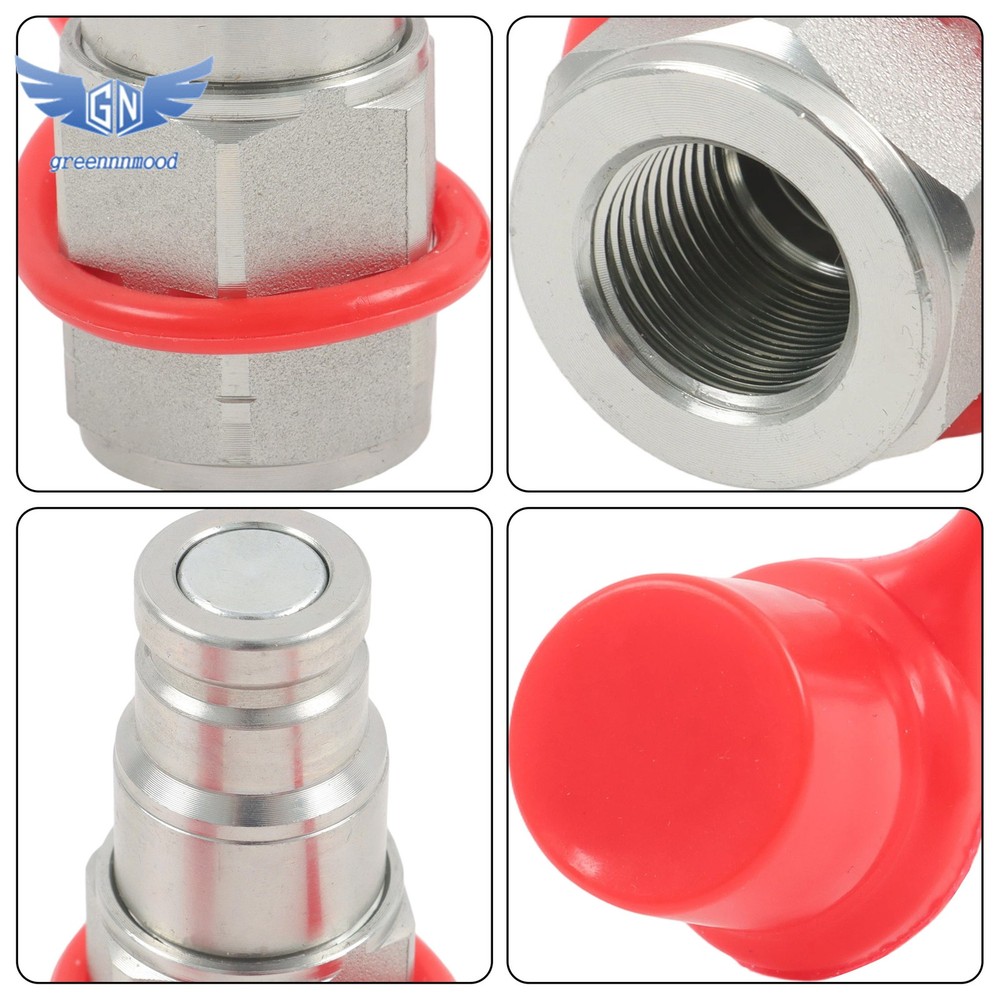 3/8" Flat Face Hydraulic Quick Connect Male Coupler Fitting, 3/8" NPT Thread