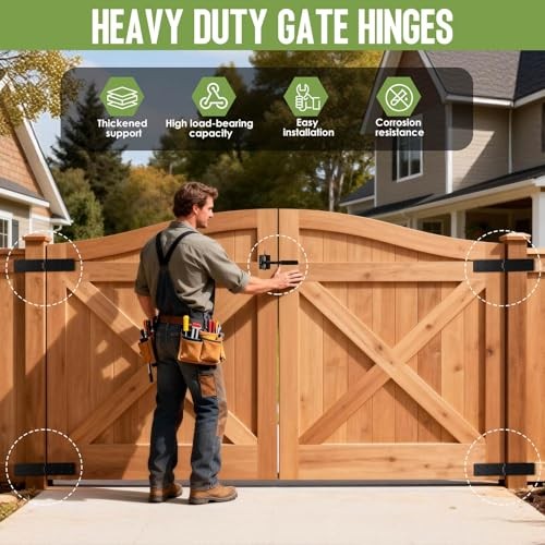 Heavy Duty Gate Hinges,70° Solid Double Layer Folding Butt Hinges with 2