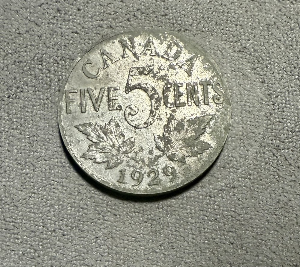 1929 Canada 5 Cent Coin