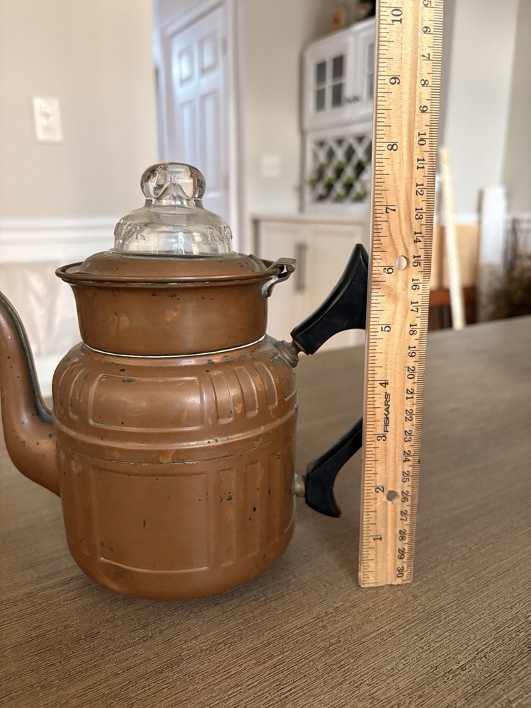 Vintage Rochester 5-cup copper percolator coffee pot