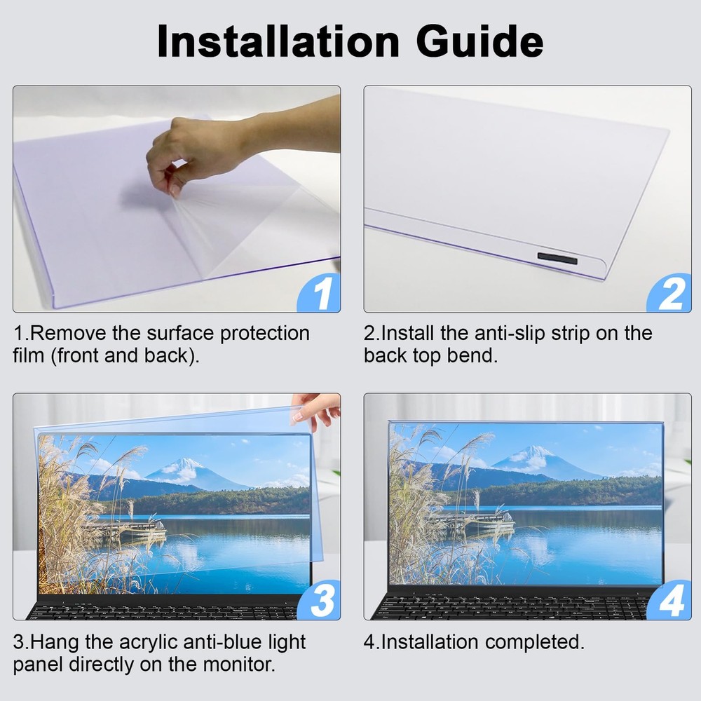 15.6 Inch Blue Light Screen Protector Panel, Eye Protection Anti-Scratch Blue...