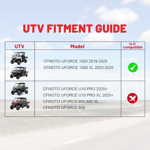 UFORCE 1000 UTV Front Full Windshield Compatible with CFMOTO Flip Windshield