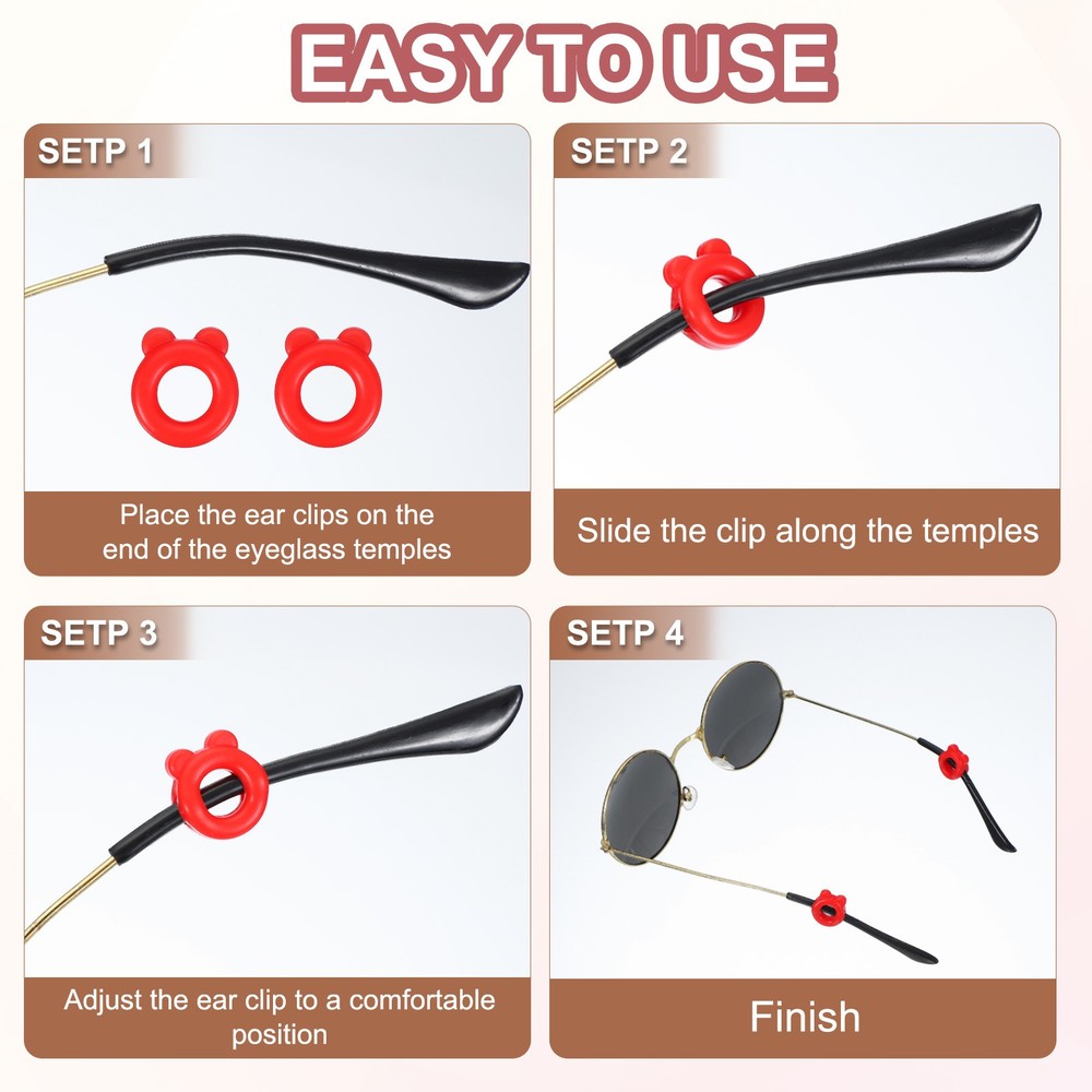 Bear Shape Eye Glasses Ear Grip, 12 Pairs Hook with Box, Light Blue