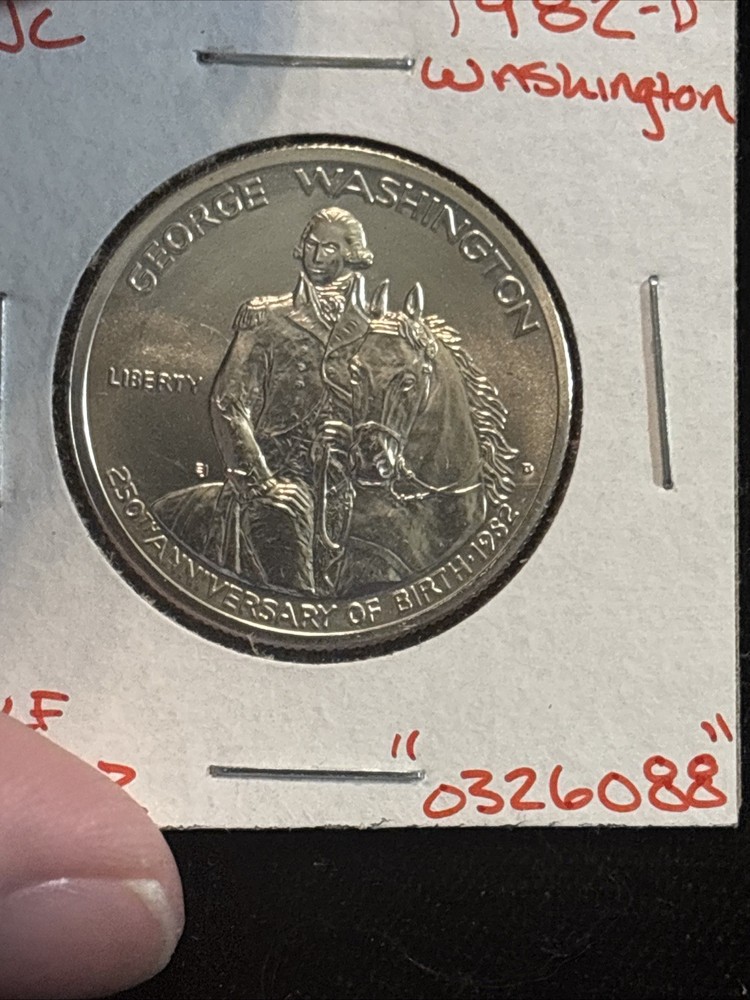 1982-d George Washington Silver Half Dollar Uncirculated “0326088” 50C