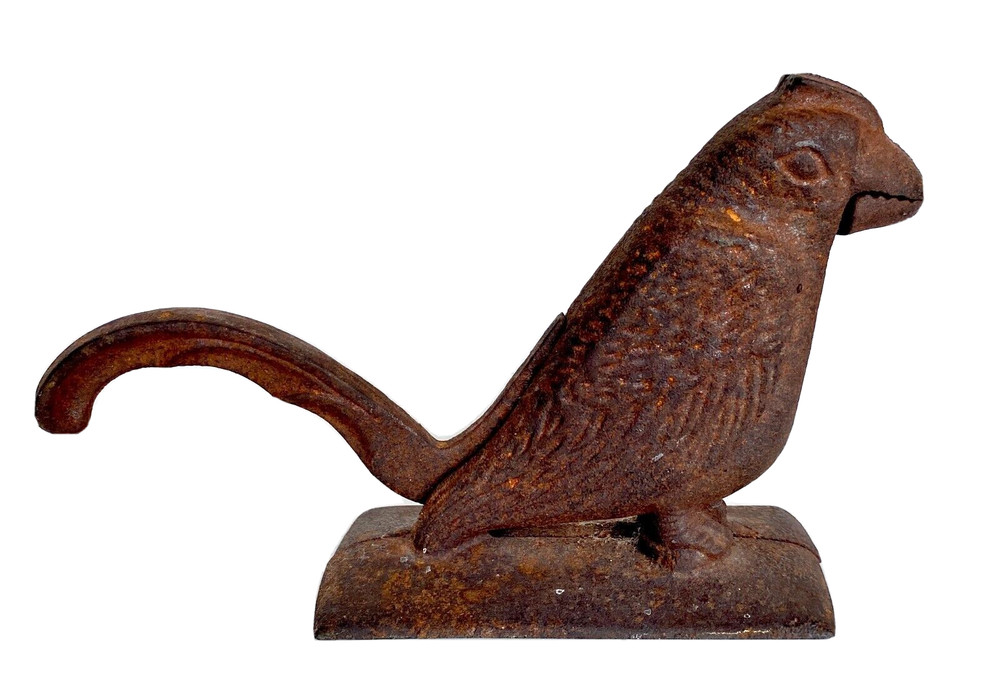 Antique Cast Iron Parrot/Bird Nutcracker 9-3/4" Long & 5-3/4" Tall
