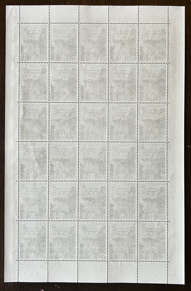 COMPLETE 1976 MONACO STAMPS MINT MNH OG STAMP SHEET