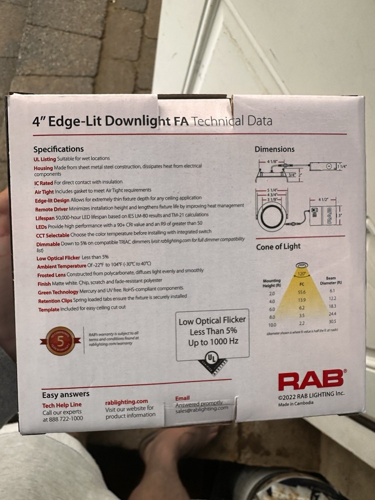 RAB 4” led Edge Lit DOWNLIGHT FA