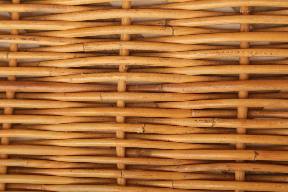 Vintage Mid-century Wicker Casserole Carrier Basket Chunky Rectangular w Handles