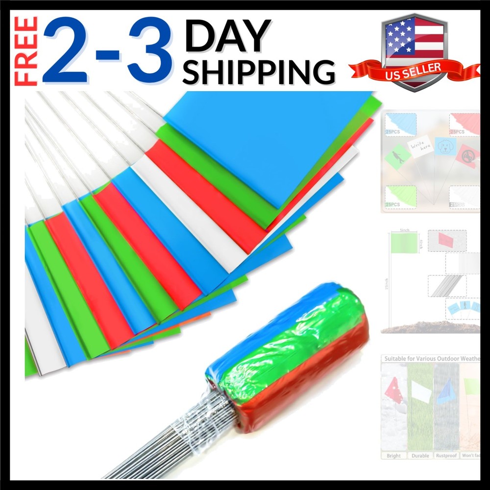 00Pack Marking Flags, Red & Green & Blue & White, Writable / 5x4x5 Inch, Yard...