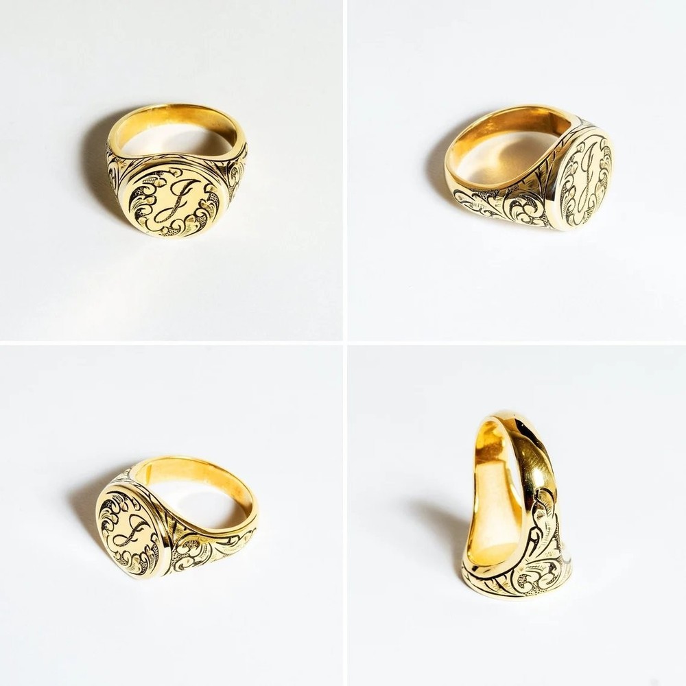 Personalized Initial Monogram Signet Ring 925 Sterling Silver Ring US Duty Free
