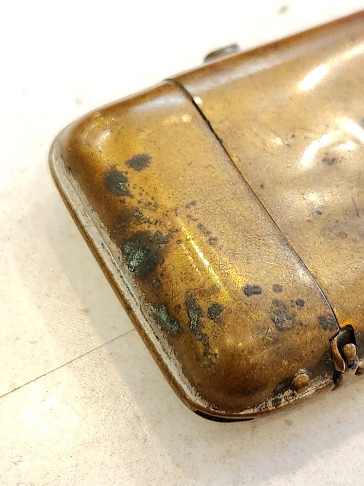 Antique Embossed TURTLE Vesta Case MATCH SAFE with Loaded Trigger Open Button
