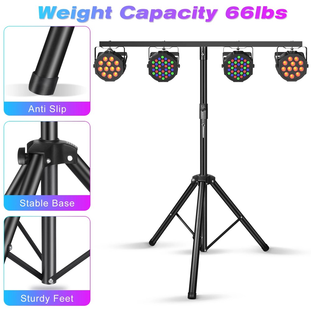 Adjustable Stage Light Bracket Support Tripod Stand with Removable Crossbar