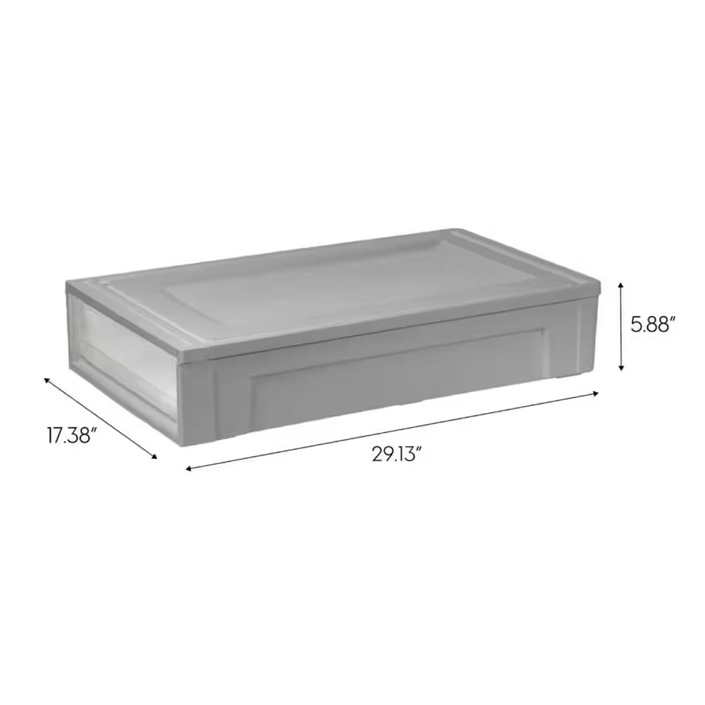 27.5 Qt./6.9 Gal. under Bed Storage with Pullout Drawer, Gray