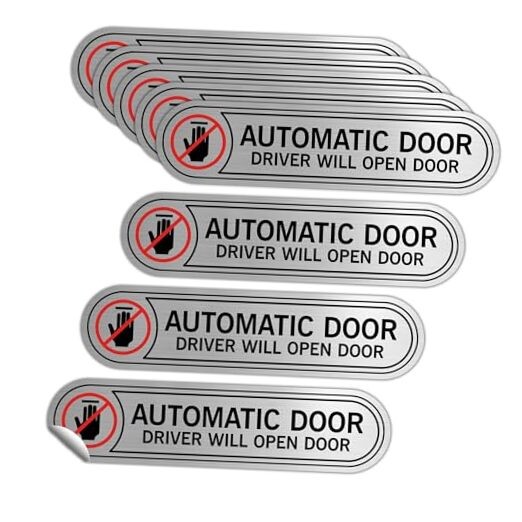 8PCS Automatic Door Driver Will Open Sign Stickers, Durable Waterproof Brushed
