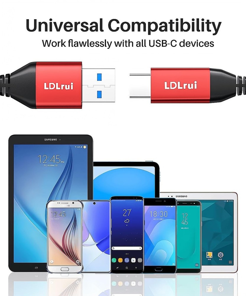 USB-C Data Cable 10Gbps [6ft, Red], Android Auto USB 3.2 Gen 2 A 6ft, Red