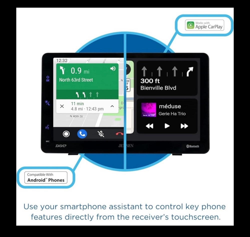 JENSEN JDASHCP 7-inch Portable Wireless Apple CarPlay Android Touchscreen | Dash