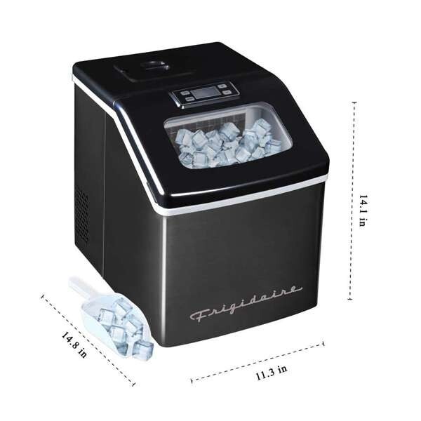 Frigidaire, 40 Lbs. Countertop Ice Maker, Sqauer Clear Shaped Ice, Black