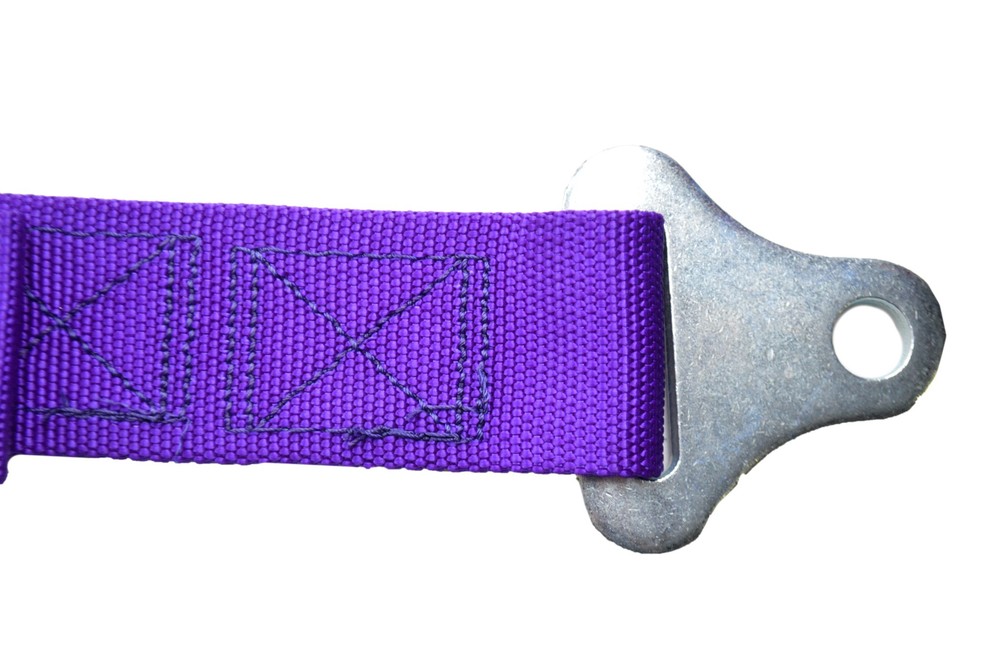 2" PURPLE 4 POINT SEAT BELT HARNESS PULL DOWN LAP BELTS FLOOR MOUNT PUSH BUTTON