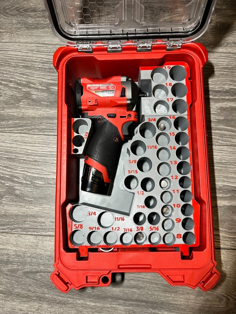 Milwaukee M12 2563-20 Stubby 3/8 Deep Impact Socket Insert for PACKOUT Organizer