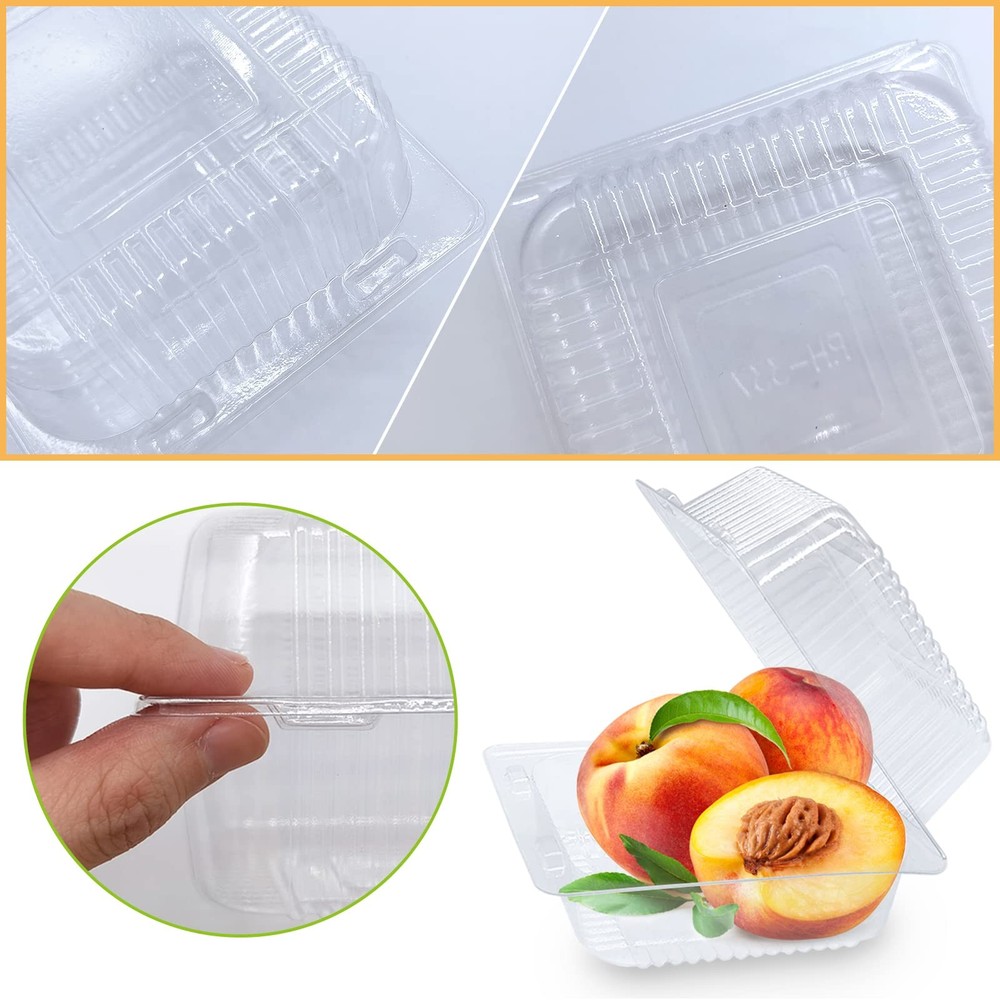 100 Pack Clear Plastic Take Out Container,Square Hinged Food Container,Desser...