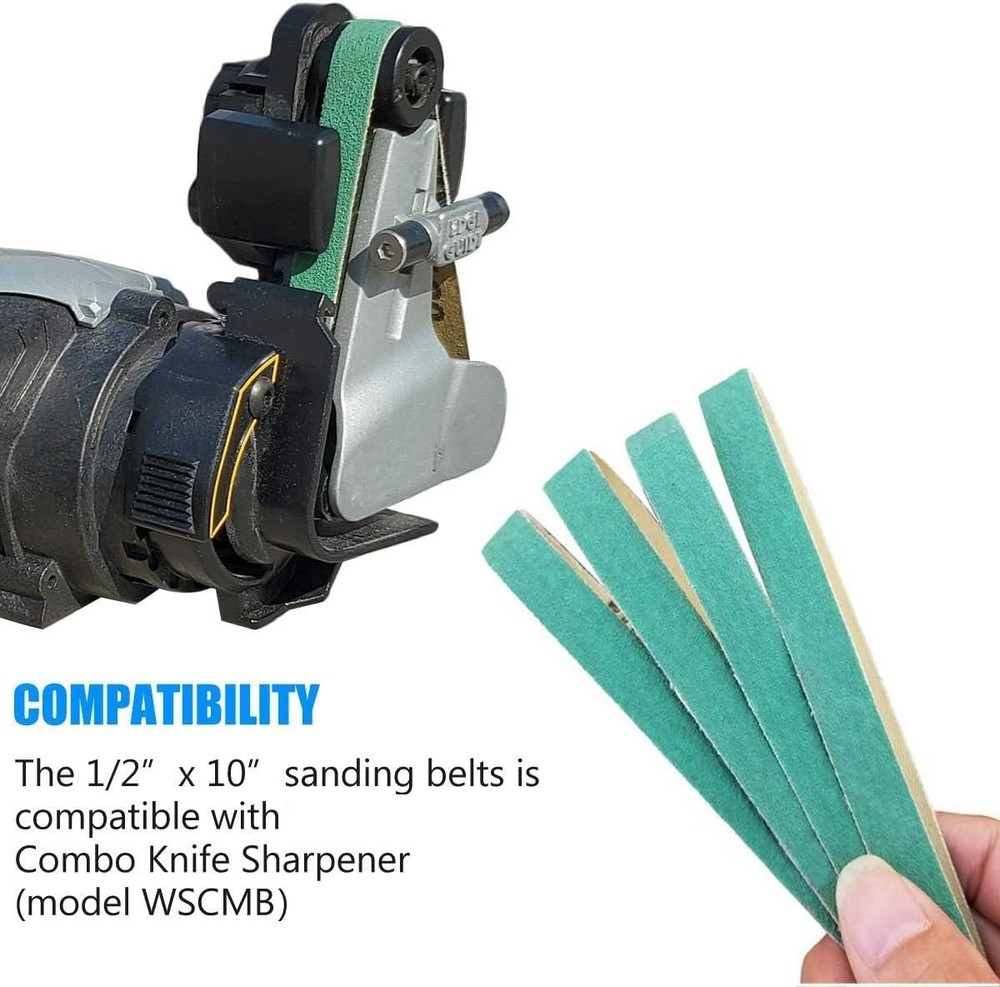 "24 Pack 1/2"" x 10"" Knife Sharpener Sander Belt Kit for Work Sharp WSCMB Combo
