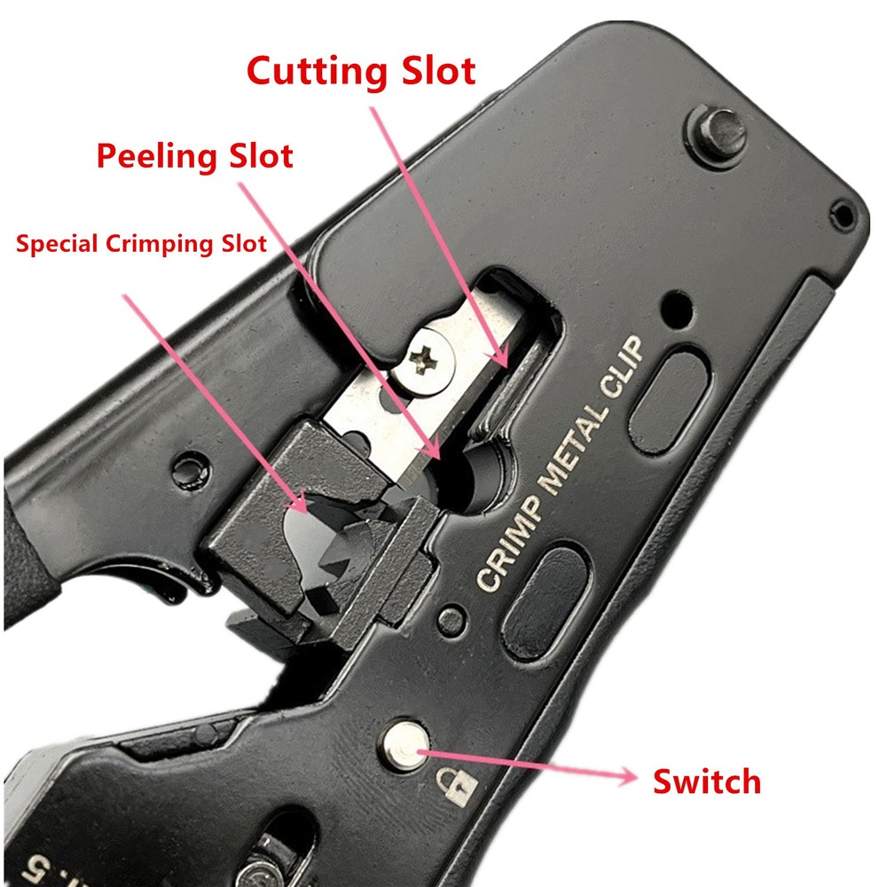 RJ45 Crimper Network Tools Ethernet Cable Stripper Through Connector Cat7/6/5 B