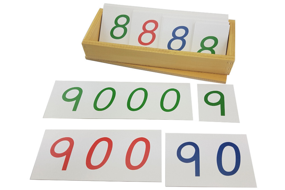 Large Number Cards 1-9000, laminated - MONTESSORI MATH MATERIALS