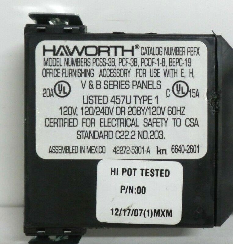 HAWORTH PCSS-3B Electrical Cable Wire Connector Cubical Panel | 6640-4802 | 8"