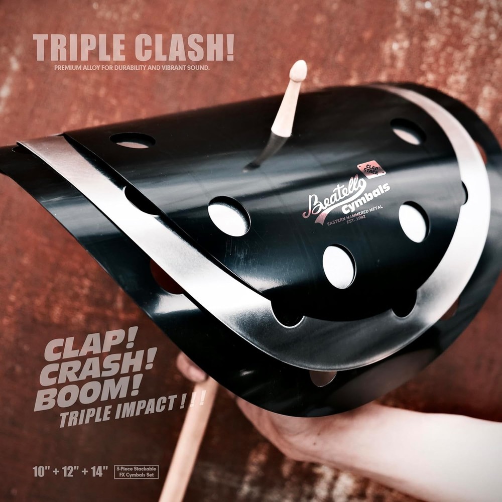 3Pc Stack Cymbal Set 10'' 12'' 14'' Trash Effect Cymbals for Drum Set