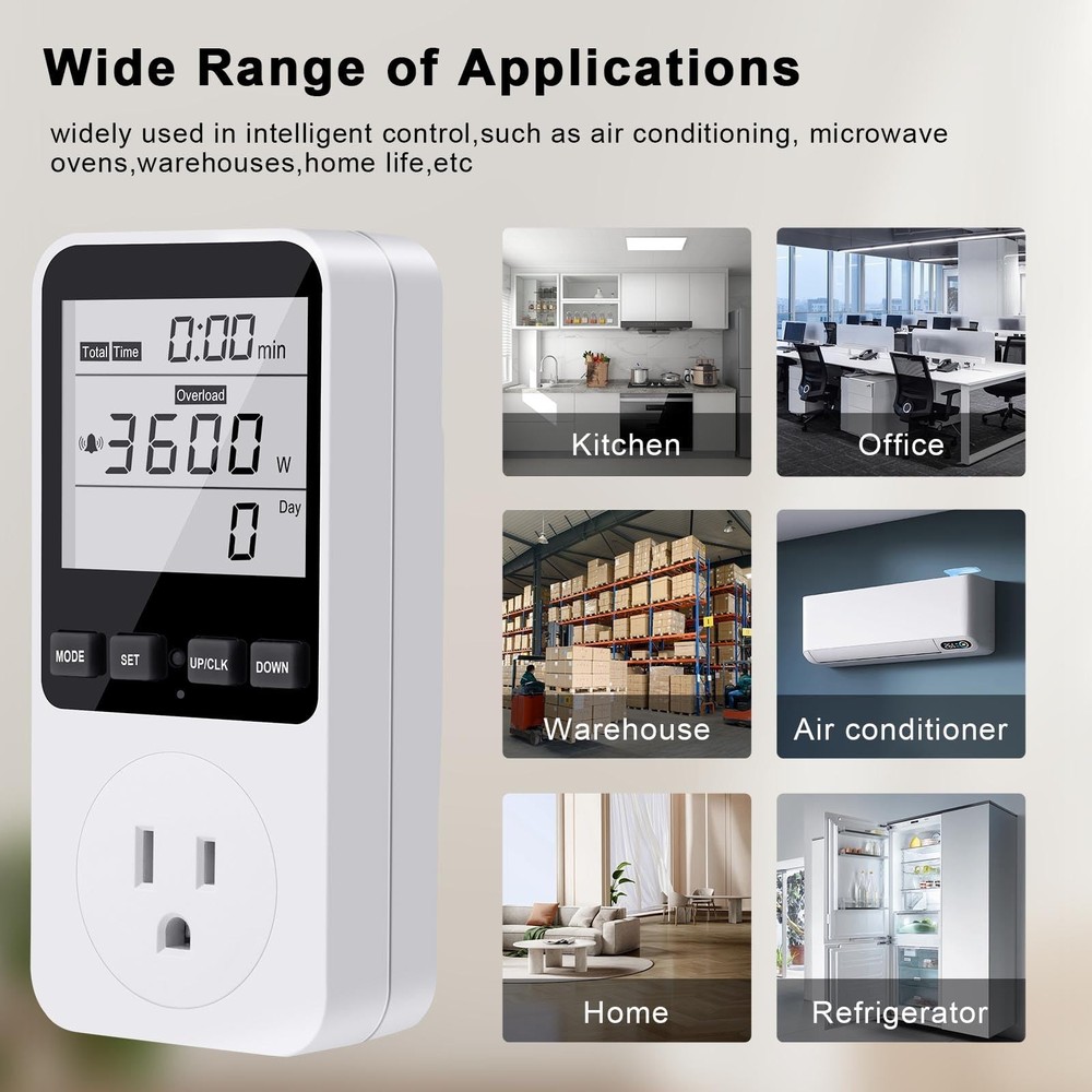 Diymore Watt Meter,Plug-in Socket Power Meter,120V Wide 2PCS Meter