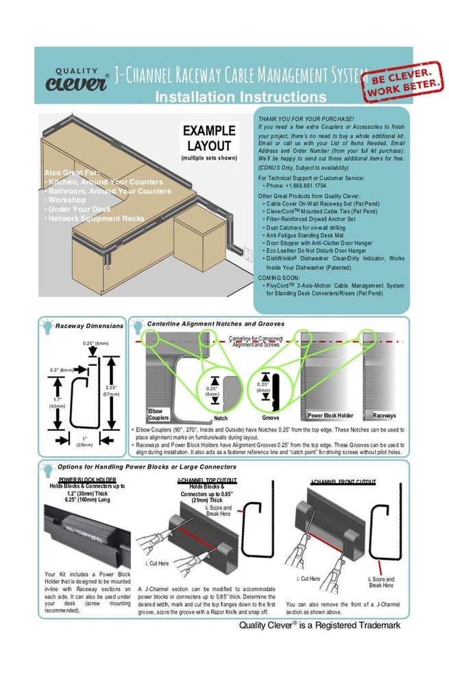 J Channel Cable Raceway System, 100” Total, Cable/Wire Management Solution