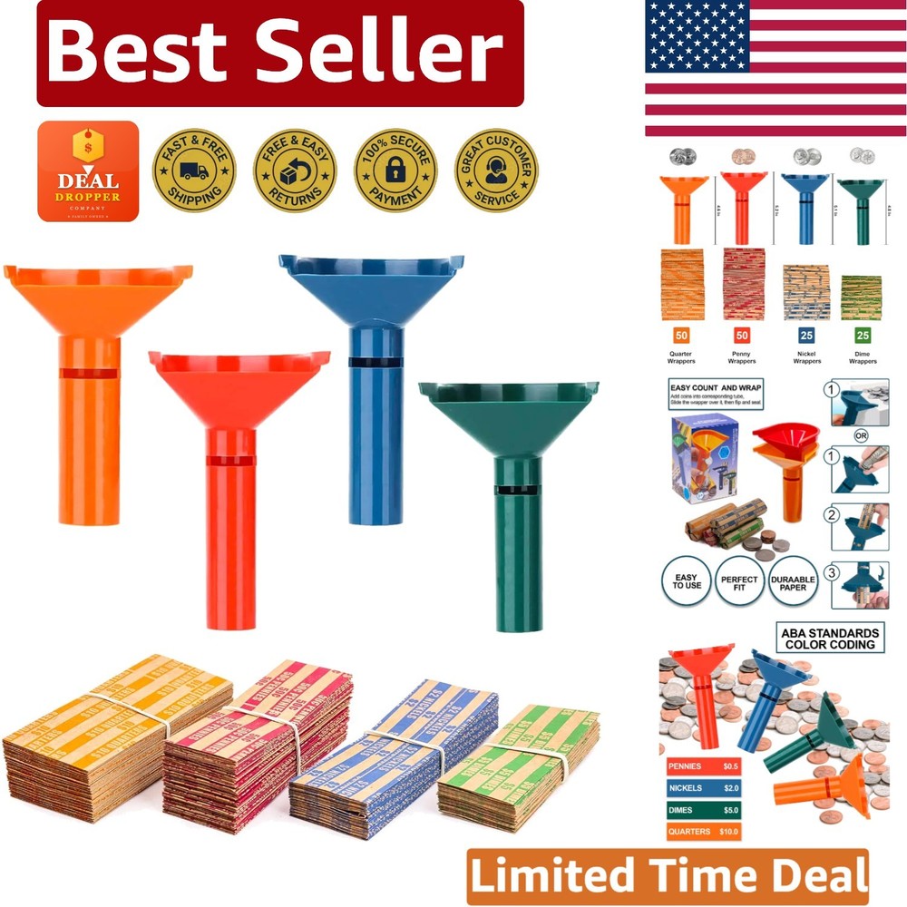 Compact Coin Counting Tubes with Assorted Flat Wrappers for Easy Organization