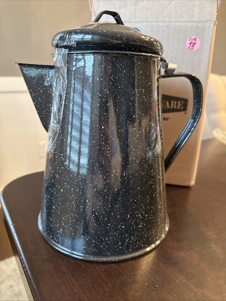 Granite Ware Coffee Boiler, 12 Cup - Speckled Black