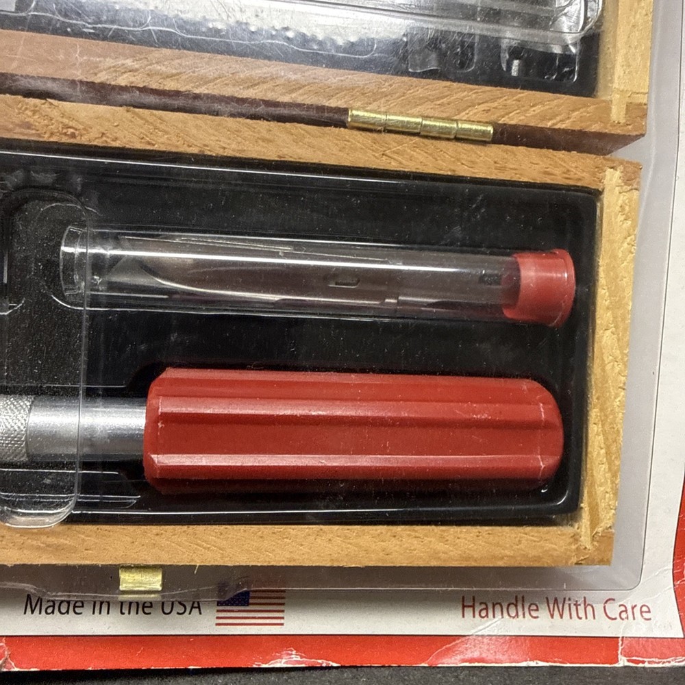 EXCEL 44384 Woodworking Hobby Knives Set w/ Wood Box Gouges Rooters Blades Knife