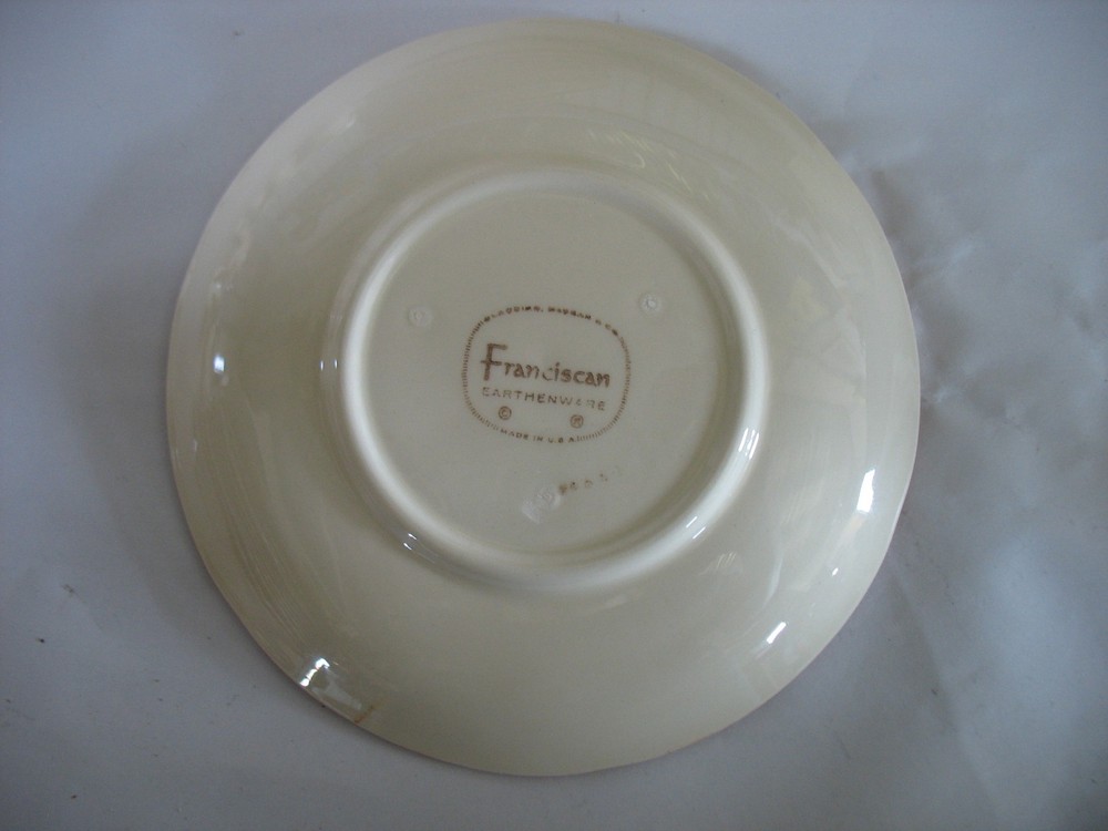 12 Franciscan Pottery Handpainted Apple Saucers CALIFORNIA Earthenware diff mark