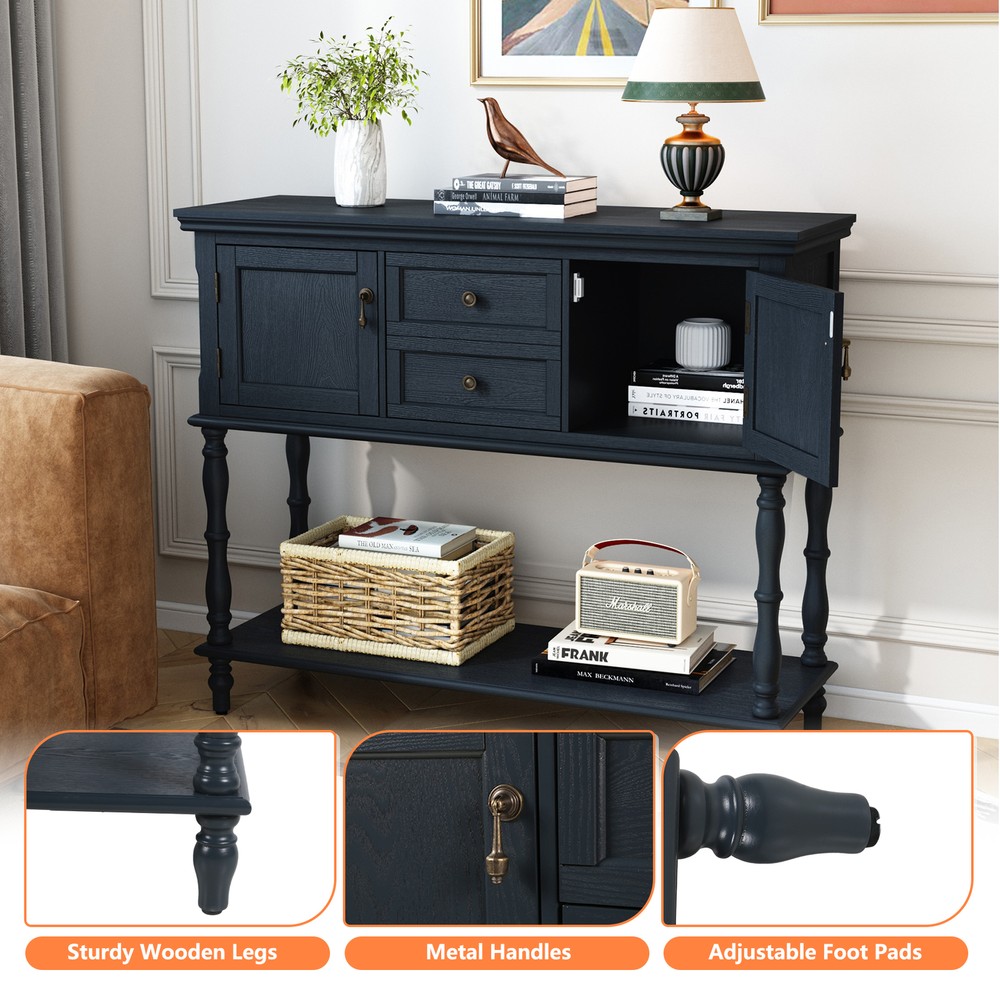 Sideboard Storage Dining Buffet Cabinet Console Table with Shelf&Drawers Blue