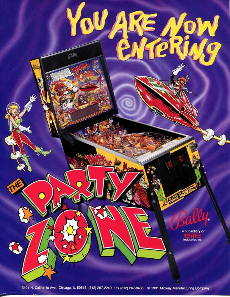 Party Zone Pinball Flyer Mint / Brochure / Ad