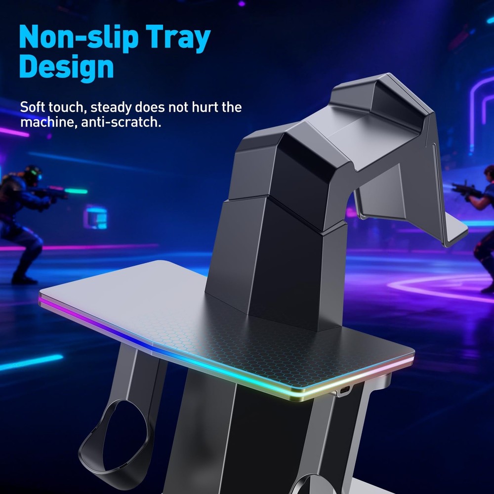 RGB Charging Dock Stand for Quest 3, 3S, 2 - Vertical with Light Effects