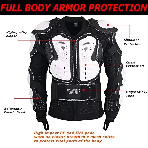 Motorcycle Protective Jacket Full Body Armor, Chest Spine Protection Medium Red