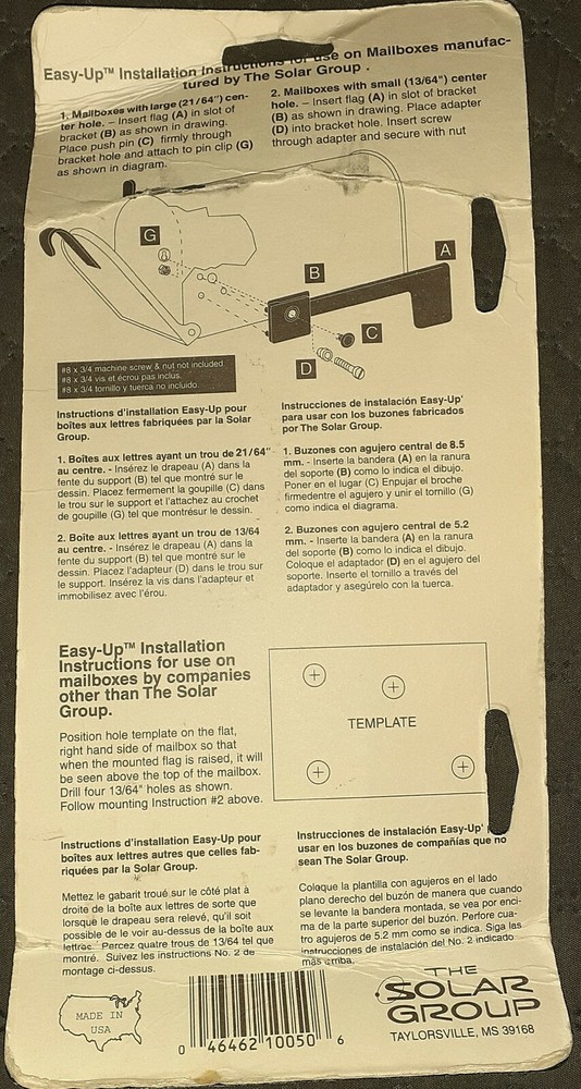 Mailboxes L7.5" W 2.5 Rust-Proof Plastic Red Mailbox Replacement Flag Kit RFL1