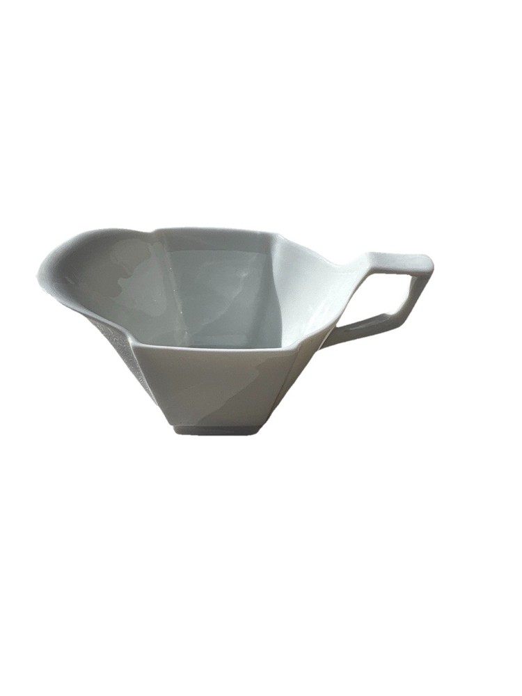 Modern White Porcelain Creamer Geometric Angular Minimalist 4”