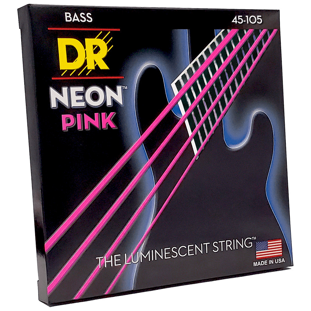 DR Strings HI-DEF NEON Pink Medium 4-String 45-105 – NPB-45