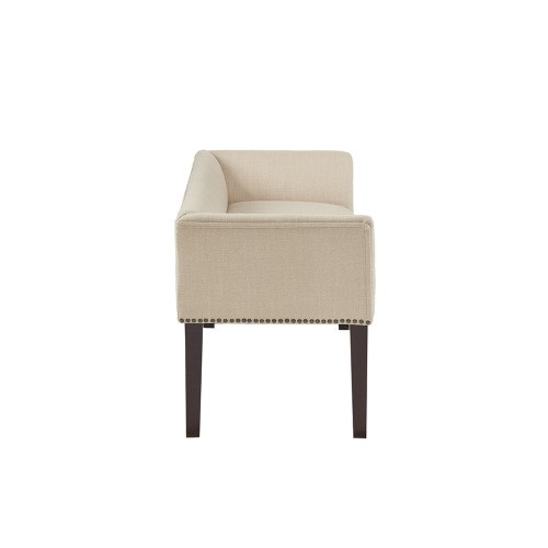 KA Accent Bench Tan Color Fabric,Features a low back and flared arms
