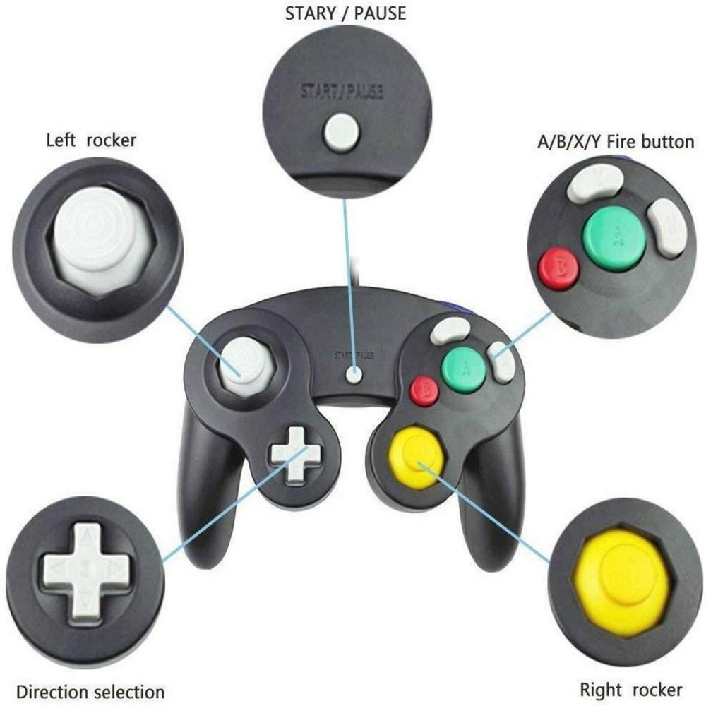2 Black GameCube Controller with 2 cord Extension and 128mb Memory Card