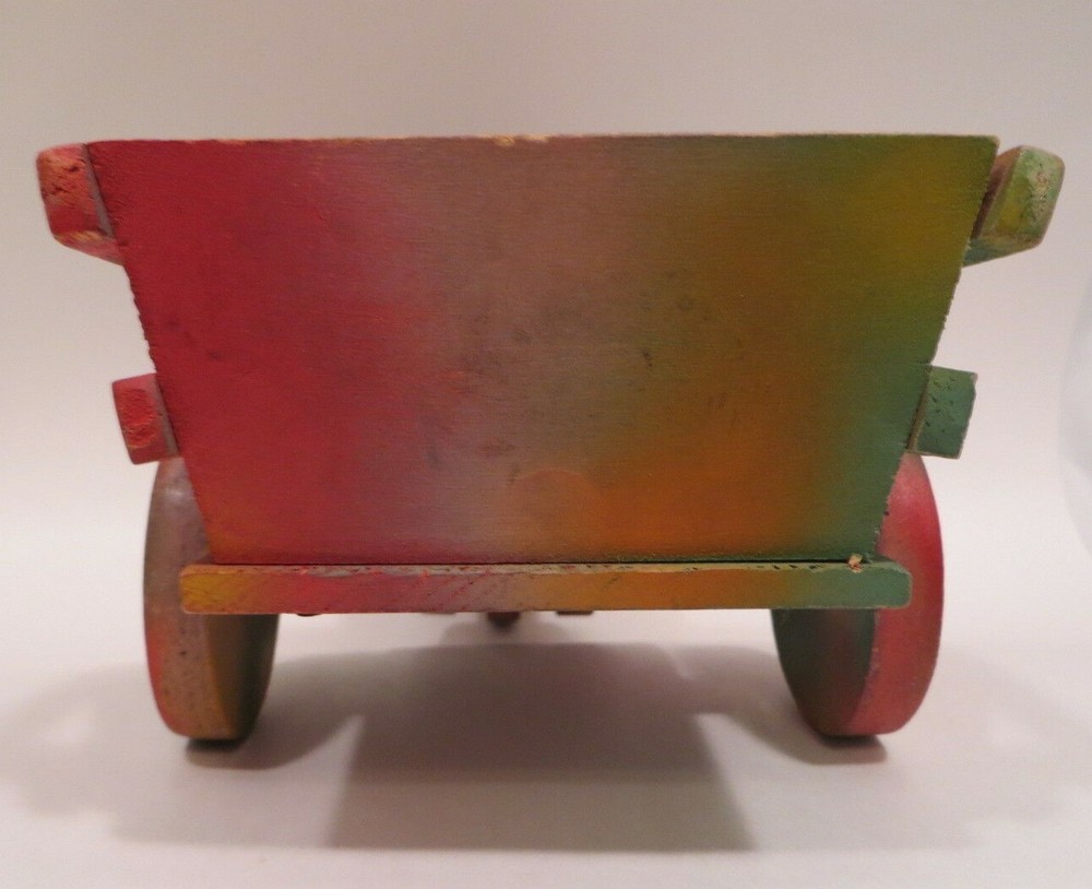 Vintage Easter Bunny Rabbit Cart Wood Pull Toy