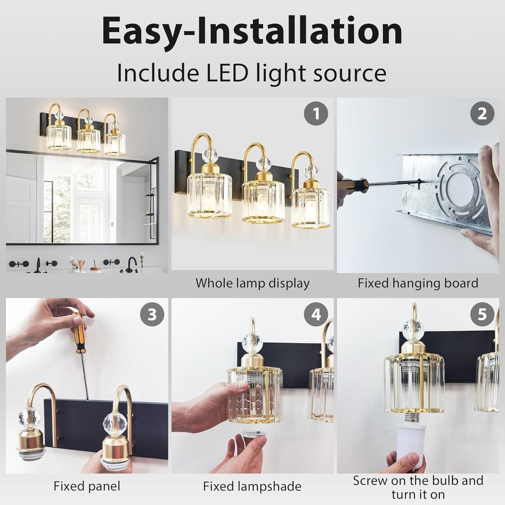 DIAMONDFORGE Bathroom Vanity Light Fixtures Over Mirror, Makeup Lighting for ...