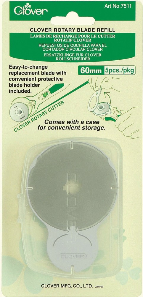 CLOVER Rotary 60mm Blade Refill, 5 EA,Quilting Tools & Equipment